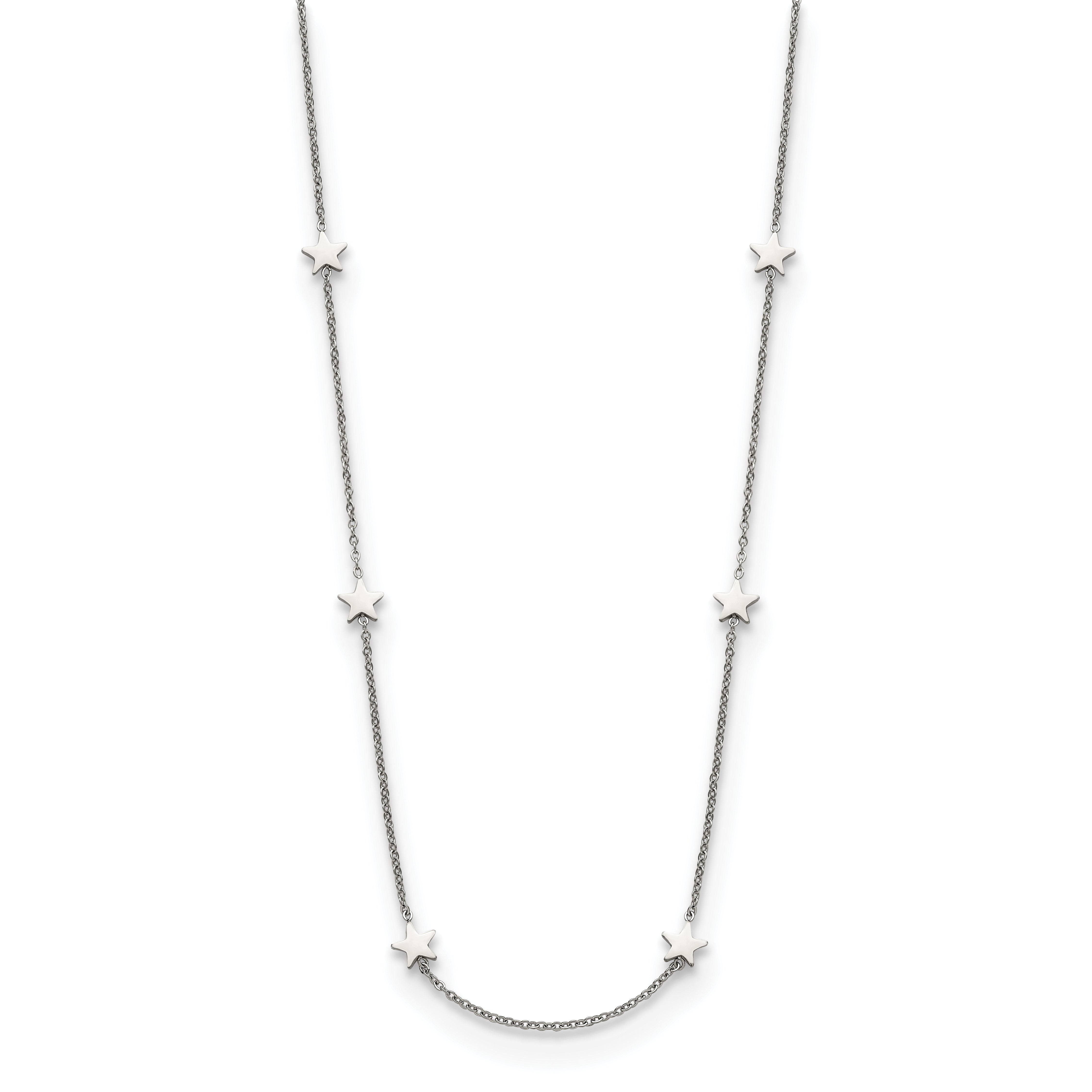 Chisel Stainless Steel Polished Stars on a 35 inch Cable Chain Necklace