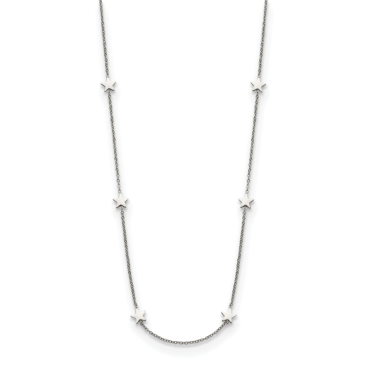 Chisel Stainless Steel Polished Stars on a 35 inch Cable Chain Necklace