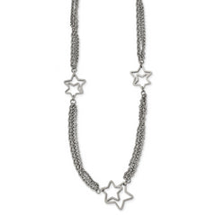 Stainless Steel Polished Star Multi Strand 30in Necklace