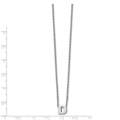 Stainless Steel Polished Letter D 18in w/2in ext Necklace