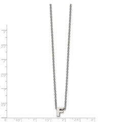 Stainless Steel Polished Letter F 18in w/2in ext Necklace