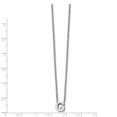 Stainless Steel Polished Letter G 18in w/2in ext Necklace