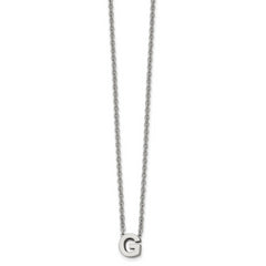 Stainless Steel Polished Letter G 18in w/2in ext Necklace