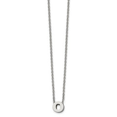 Stainless Steel Polished Letter O 18in w/2in ext Necklace