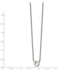 Stainless Steel Polished Letter U 18in w/2in ext Necklace