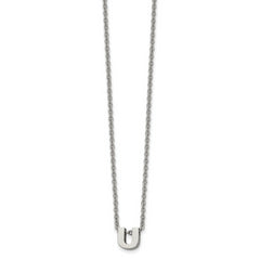 Stainless Steel Polished Letter U 18in w/2in ext Necklace