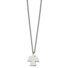 Stainless Steel Polished Angel 18in Necklace