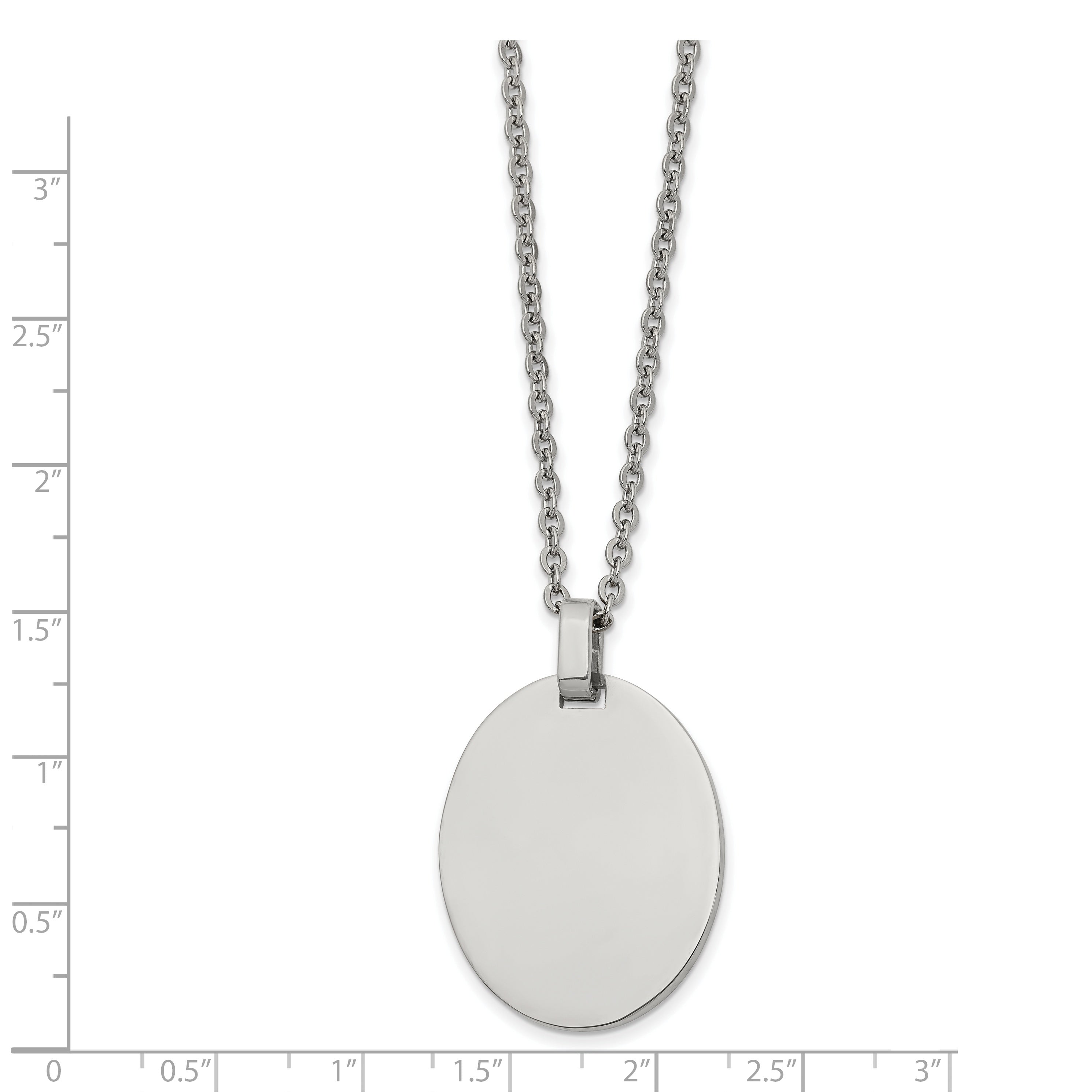 Chisel Stainless Steel Polished Oval Pendant on a 22 inch Cable Chain Necklace