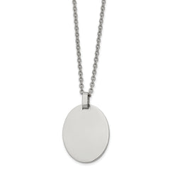 Chisel Stainless Steel Polished Oval Pendant on a 22 inch Cable Chain Necklace