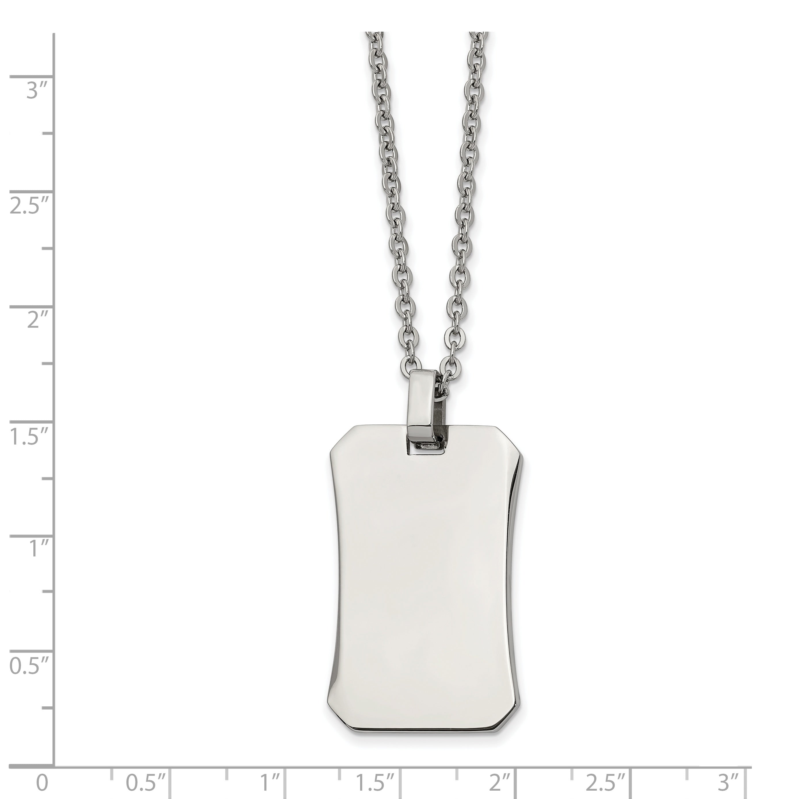 Chisel Stainless Steel Polished Dog Tag on a 22 inch Cable Chain Necklace