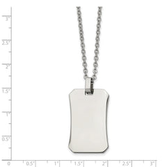 Chisel Stainless Steel Polished Dog Tag on a 22 inch Cable Chain Necklace