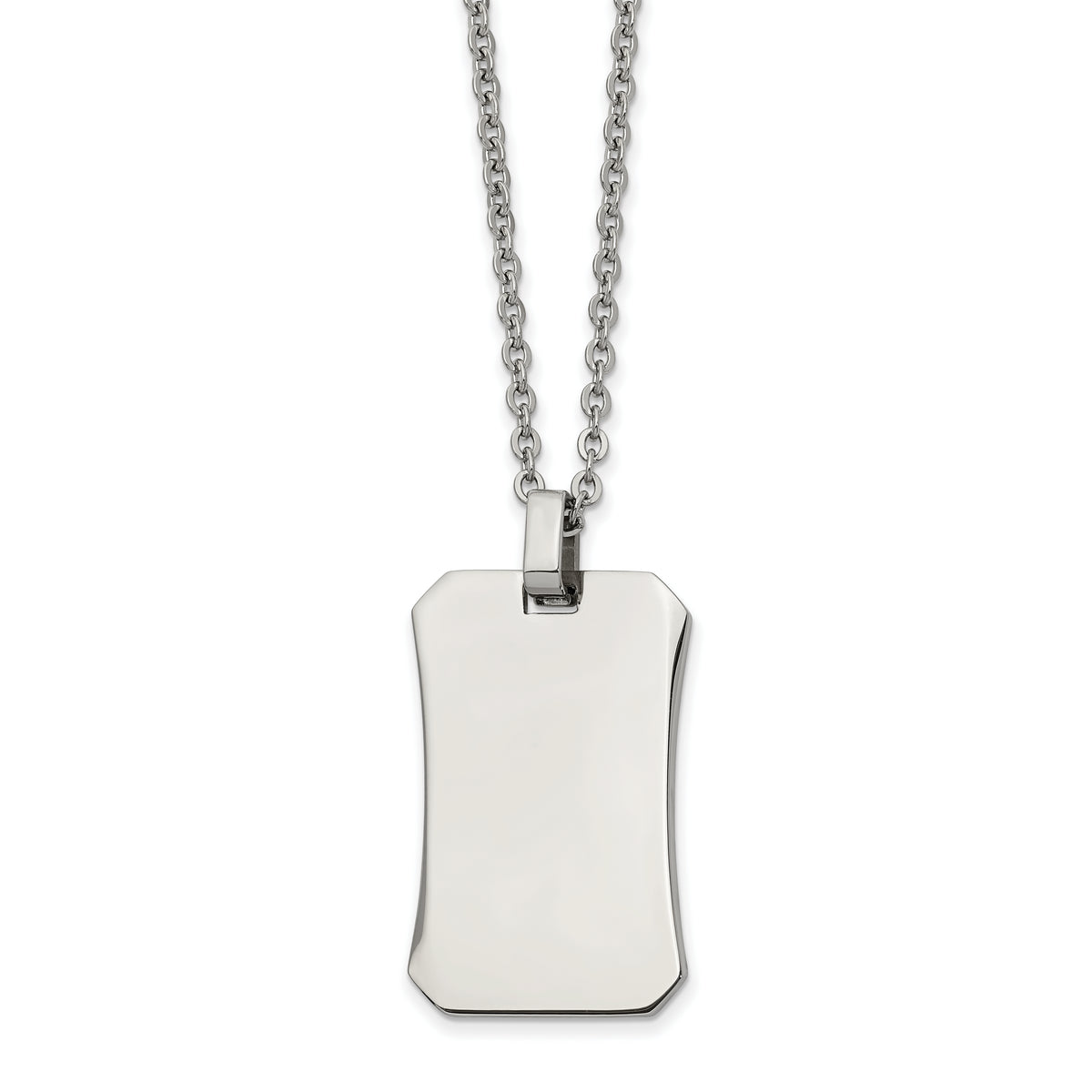 Chisel Stainless Steel Polished Dog Tag on a 22 inch Cable Chain Necklace