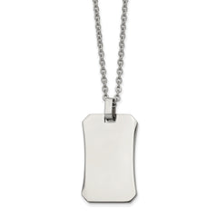 Chisel Stainless Steel Polished Dog Tag on a 22 inch Cable Chain Necklace