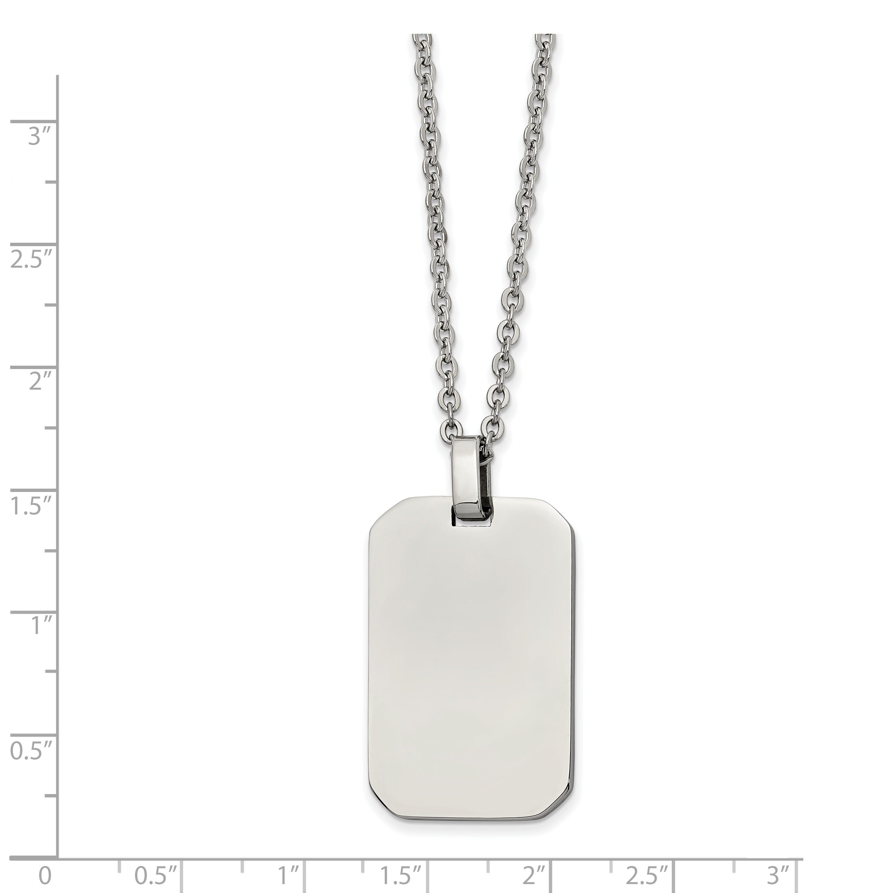 Chisel Stainless Steel Polished Rectangle Dog Tag on a 22 inch Cable Chain Necklace