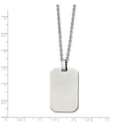 Chisel Stainless Steel Polished Rectangle Dog Tag on a 22 inch Cable Chain Necklace