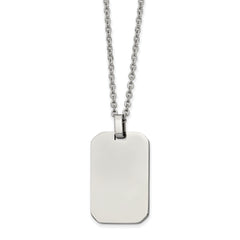 Chisel Stainless Steel Polished Rectangle Dog Tag on a 22 inch Cable Chain Necklace