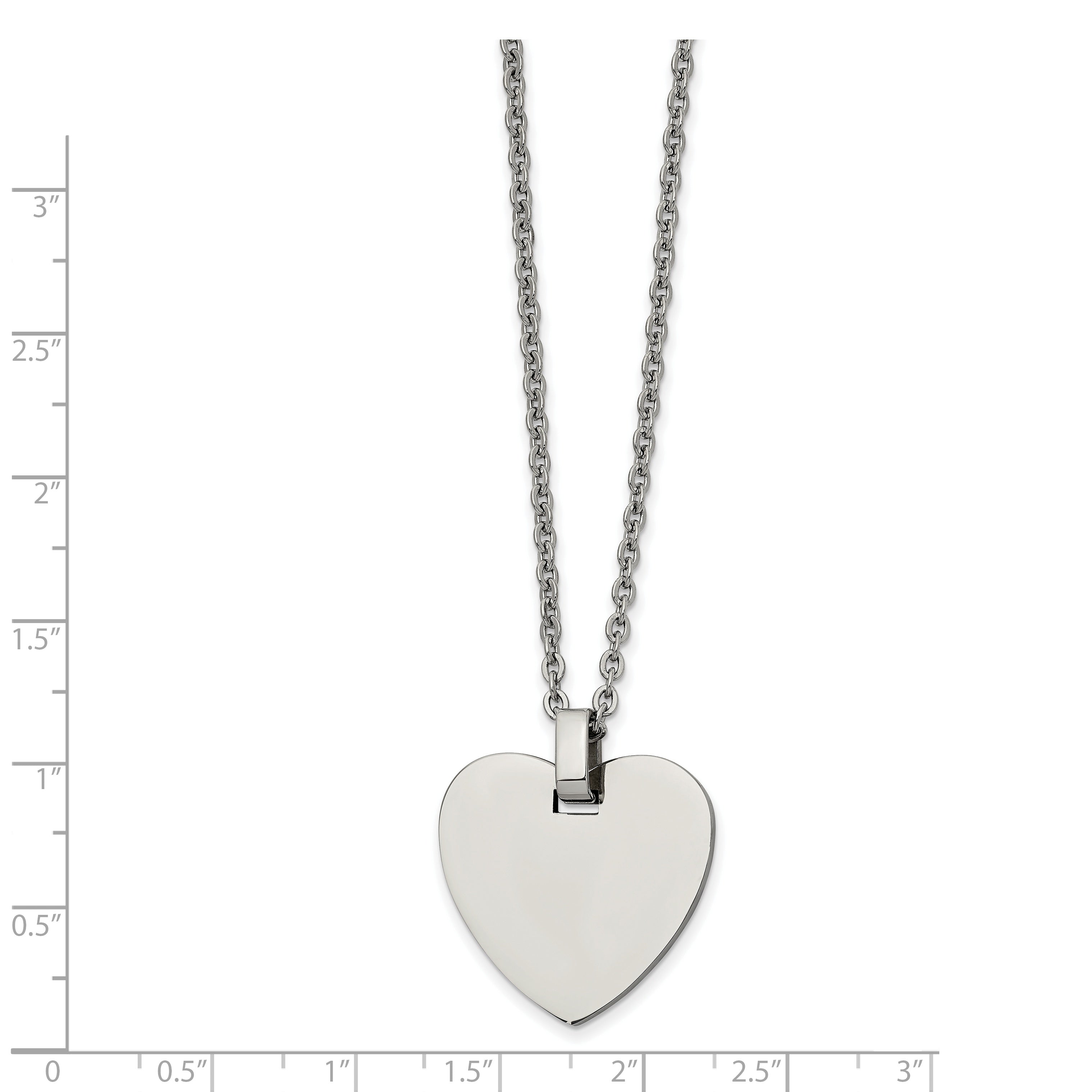 Chisel Stainless Steel Polished Heart Pendant on a 20 inch Cable Chain Necklace