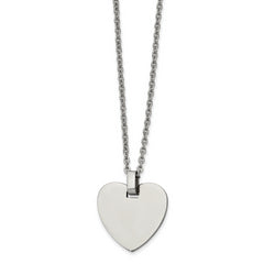 Chisel Stainless Steel Polished Heart Pendant on a 20 inch Cable Chain Necklace