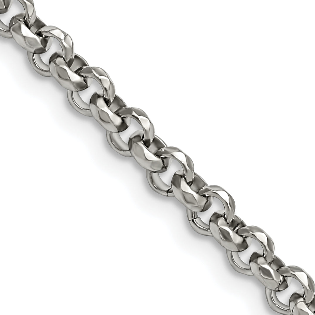 Chisel Stainless Steel Polished and Textured Fancy Rolo 24 inch Chain