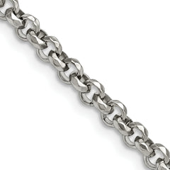 Chisel Stainless Steel Polished and Textured Fancy Rolo 24 inch Chain