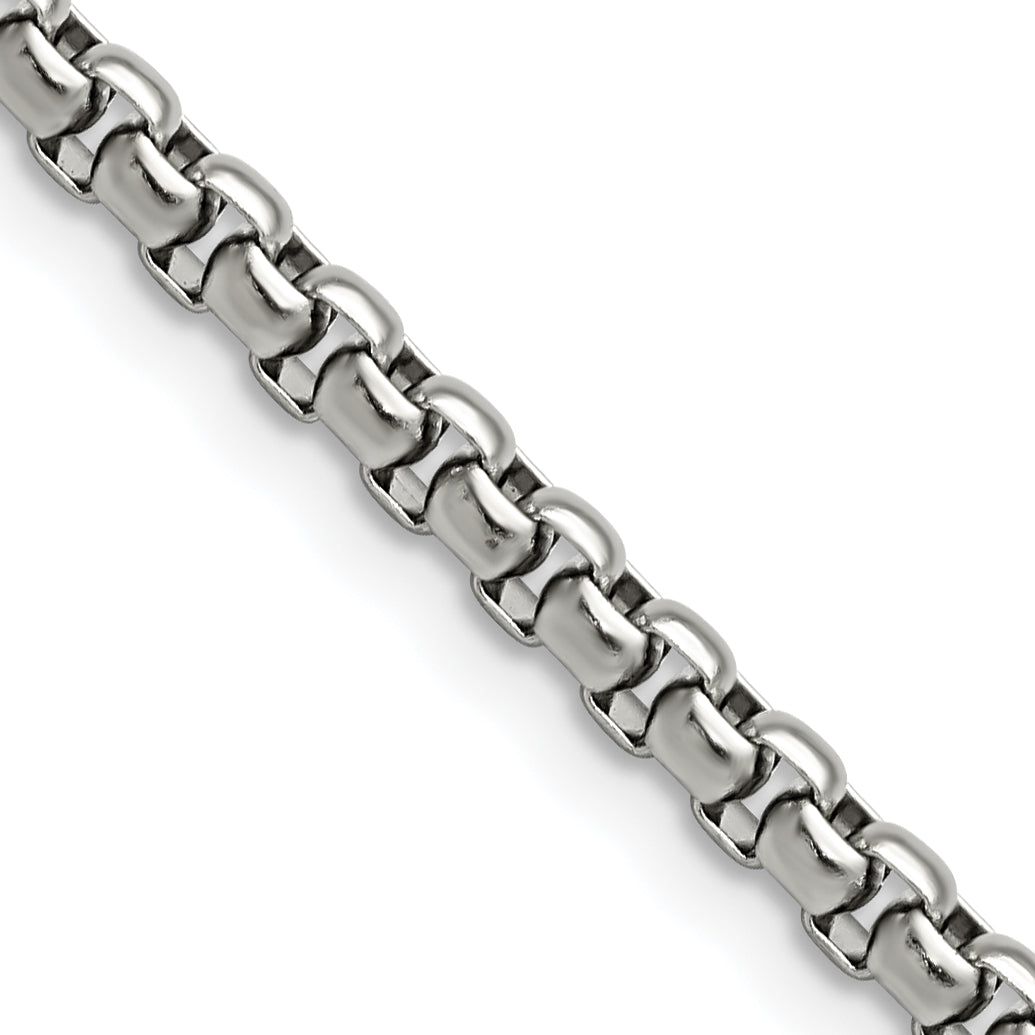 Chisel Stainless Steel Polished 3.9mm 30 inch Rounded Box Chain