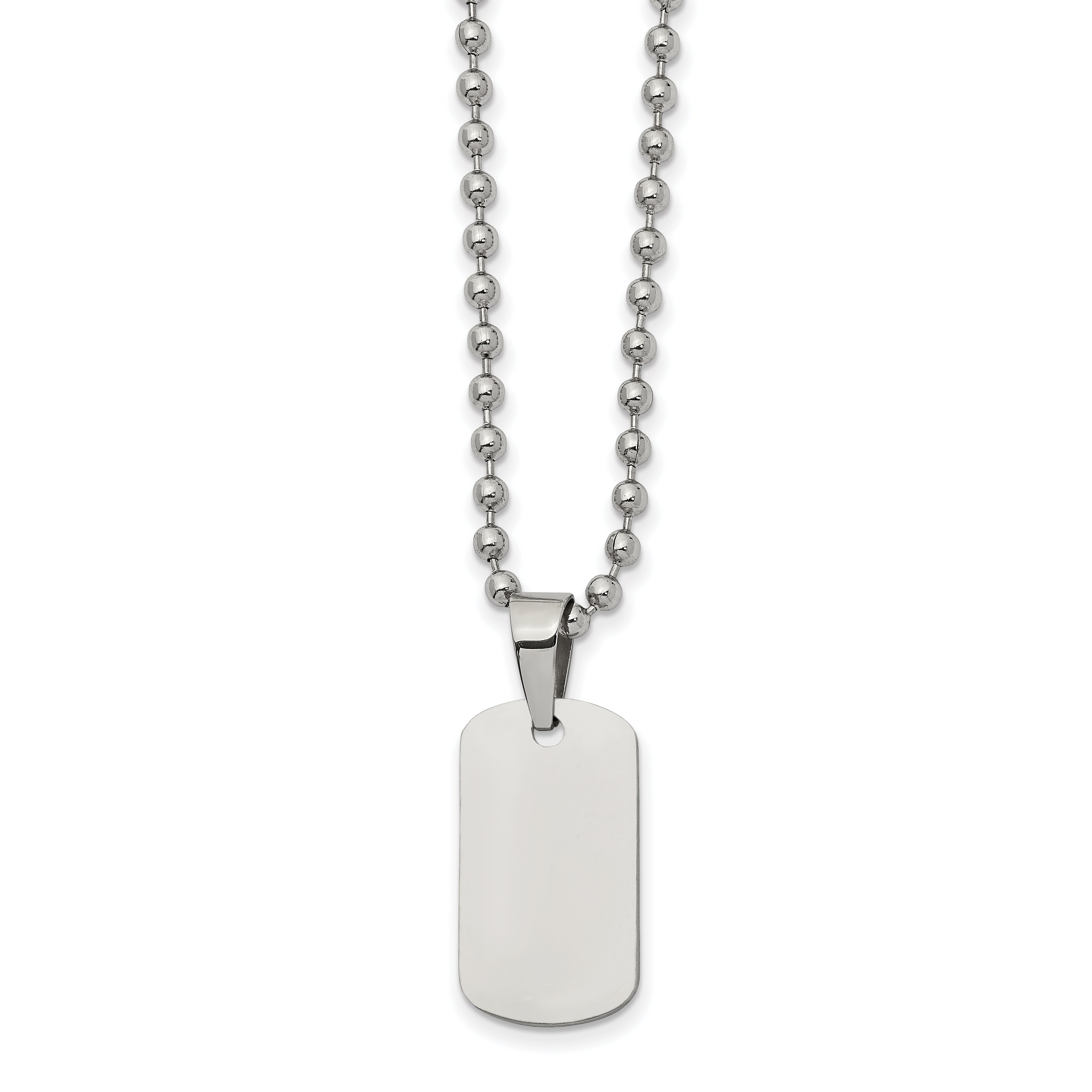 Chisel Stainless Steel Brushed and Polished Reversible Dog Tag on a 22 inch Ball Chain Necklace