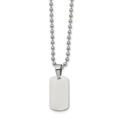 Chisel Stainless Steel Brushed and Polished Reversible Dog Tag on a 22 inch Ball Chain Necklace