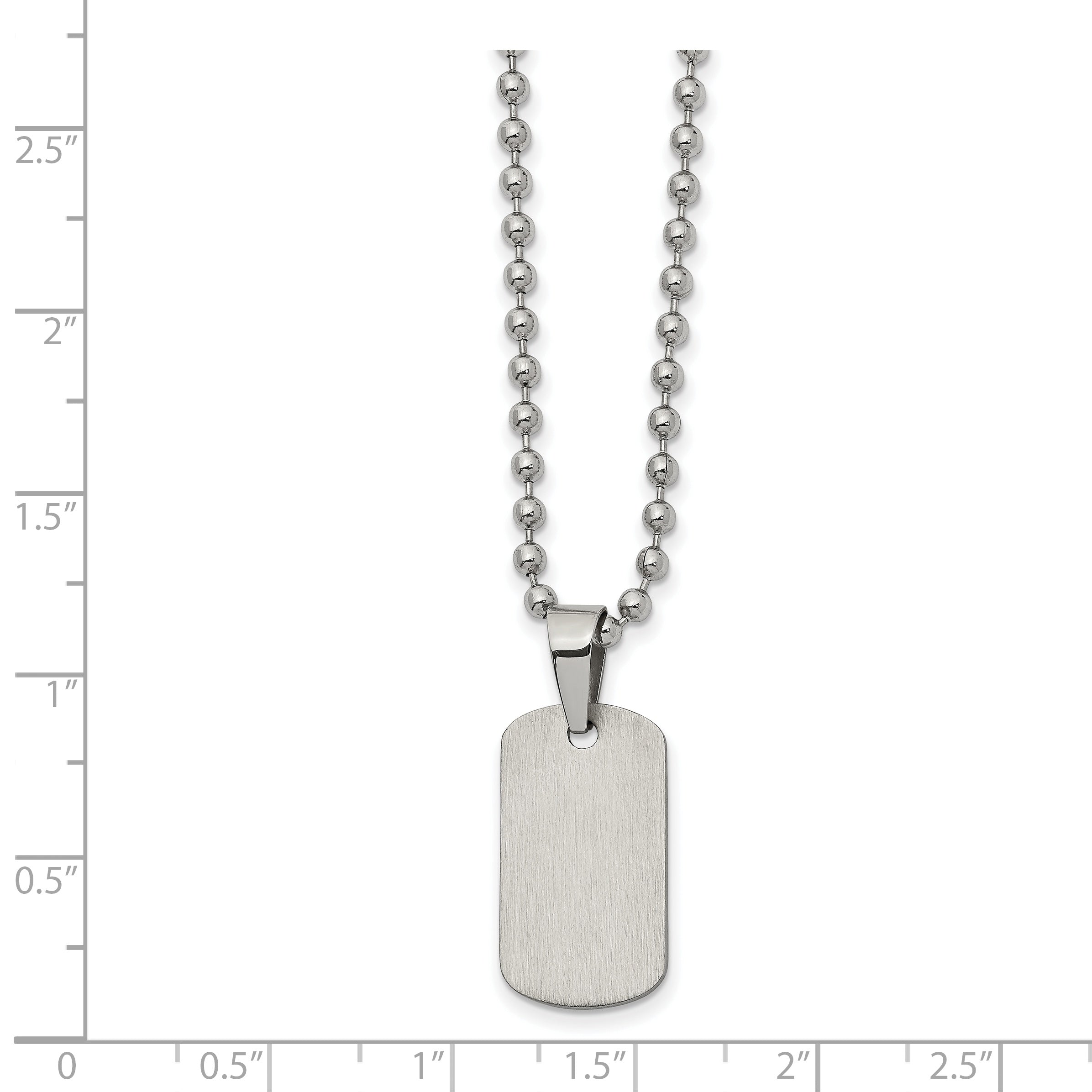 Chisel Stainless Steel Brushed and Polished Reversible Dog Tag on a 22 inch Ball Chain Necklace