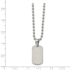 Chisel Stainless Steel Brushed and Polished Reversible Dog Tag on a 22 inch Ball Chain Necklace