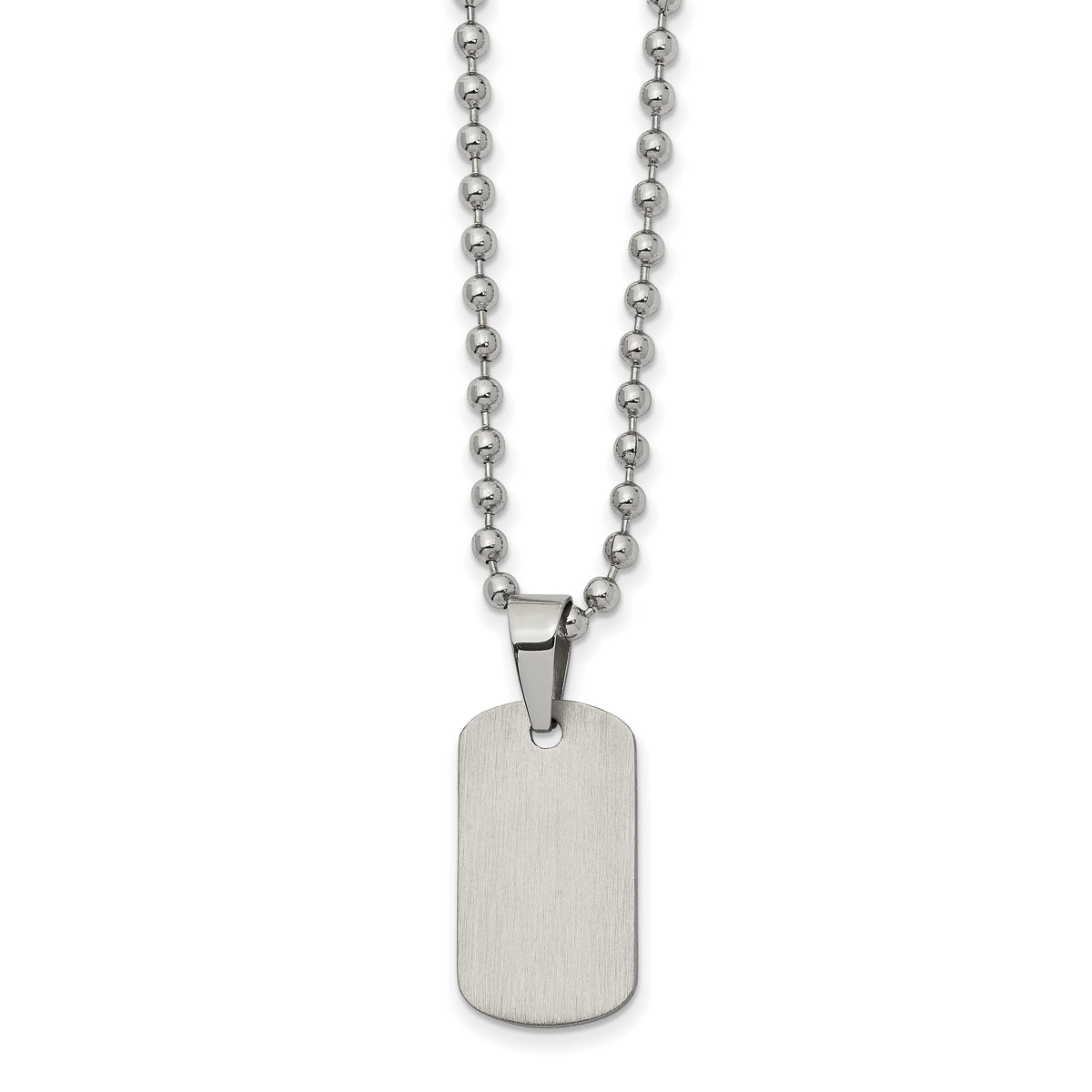 Chisel Stainless Steel Brushed and Polished Reversible Dog Tag on a 22 inch Ball Chain Necklace