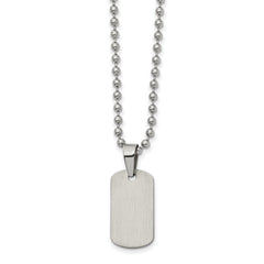 Chisel Stainless Steel Brushed and Polished Reversible Dog Tag on a 22 inch Ball Chain Necklace