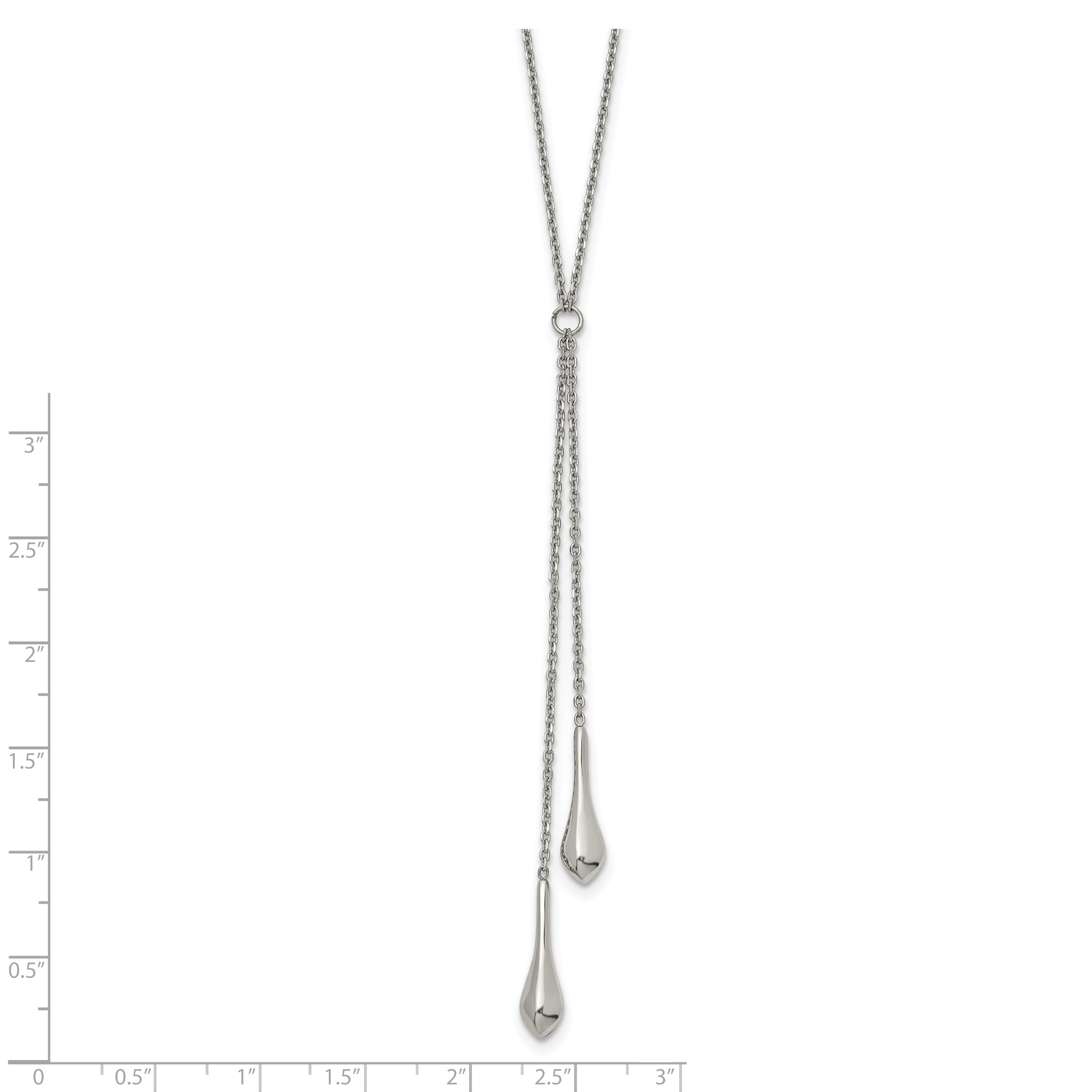 Chisel Stainless Steel Polished with 3.5 inch Dangle 16.5 inch Cable Chain Necklace