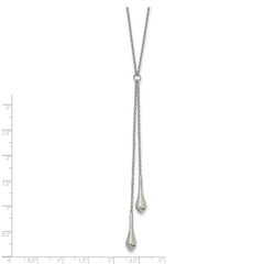 Chisel Stainless Steel Polished with 3.5 inch Dangle 16.5 inch Cable Chain Necklace