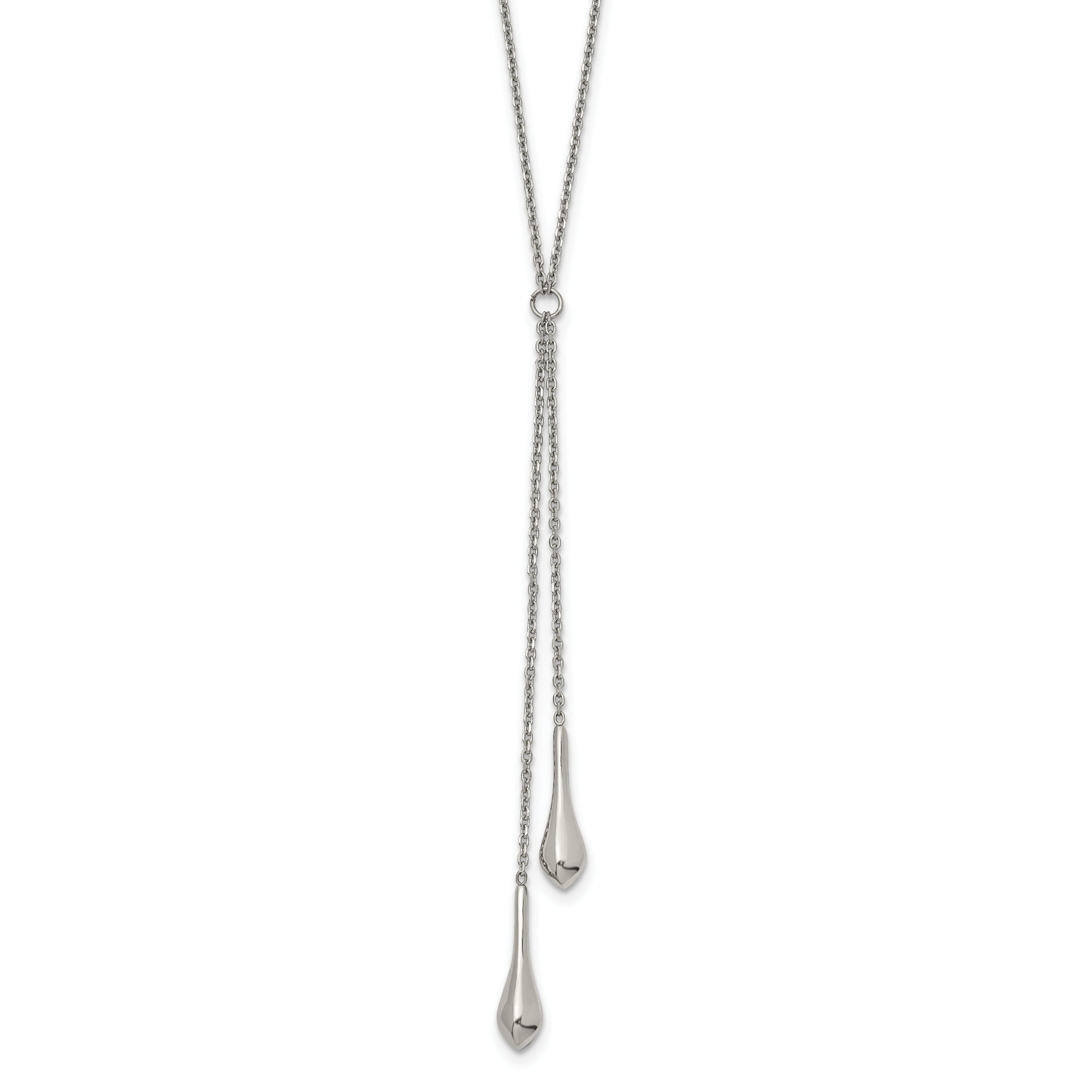 Chisel Stainless Steel Polished with 3.5 inch Dangle 16.5 inch Cable Chain Necklace