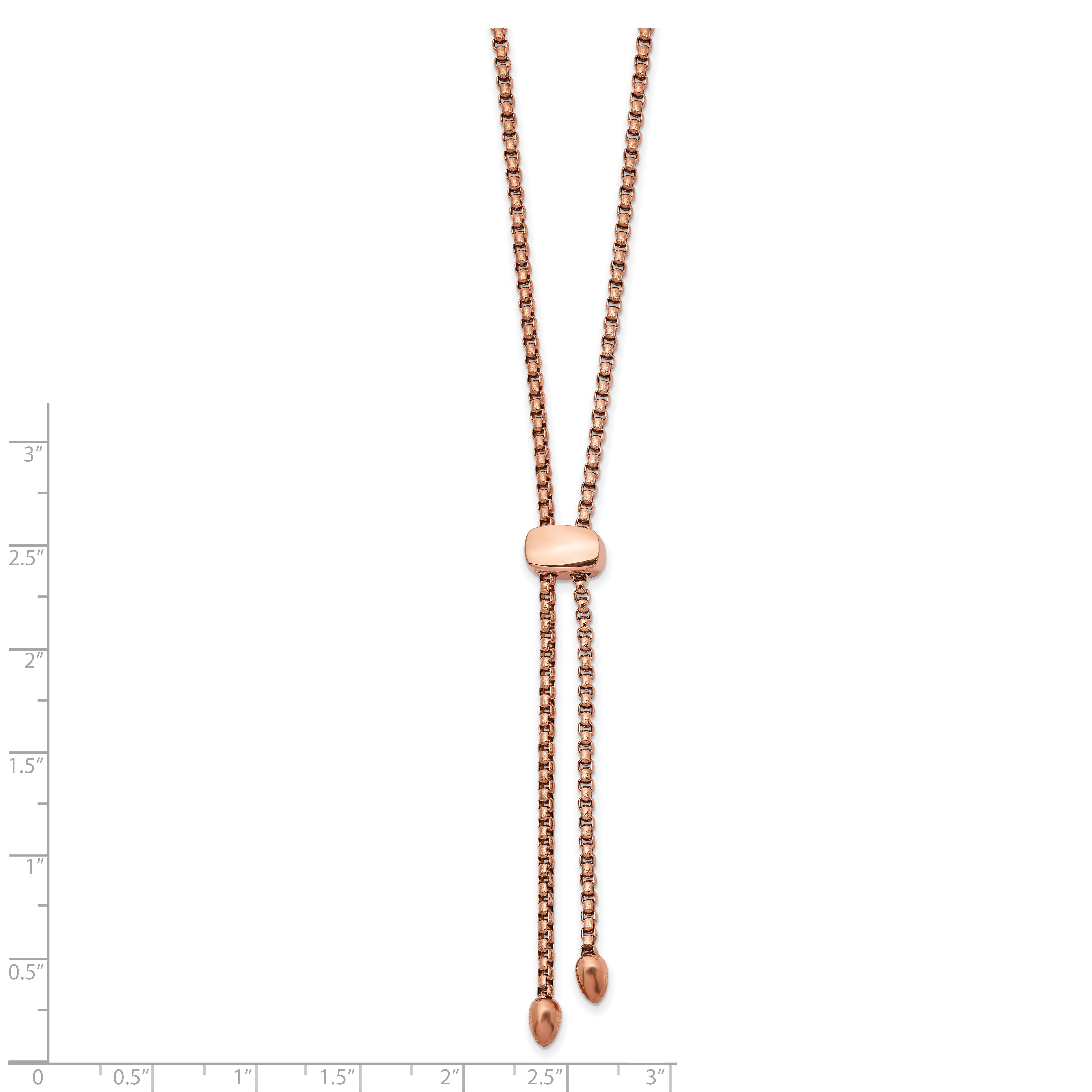 Chisel Stainless Steel Polished Rose IP-plated Adjustable up to 20.5 inch Box Chain Necklace