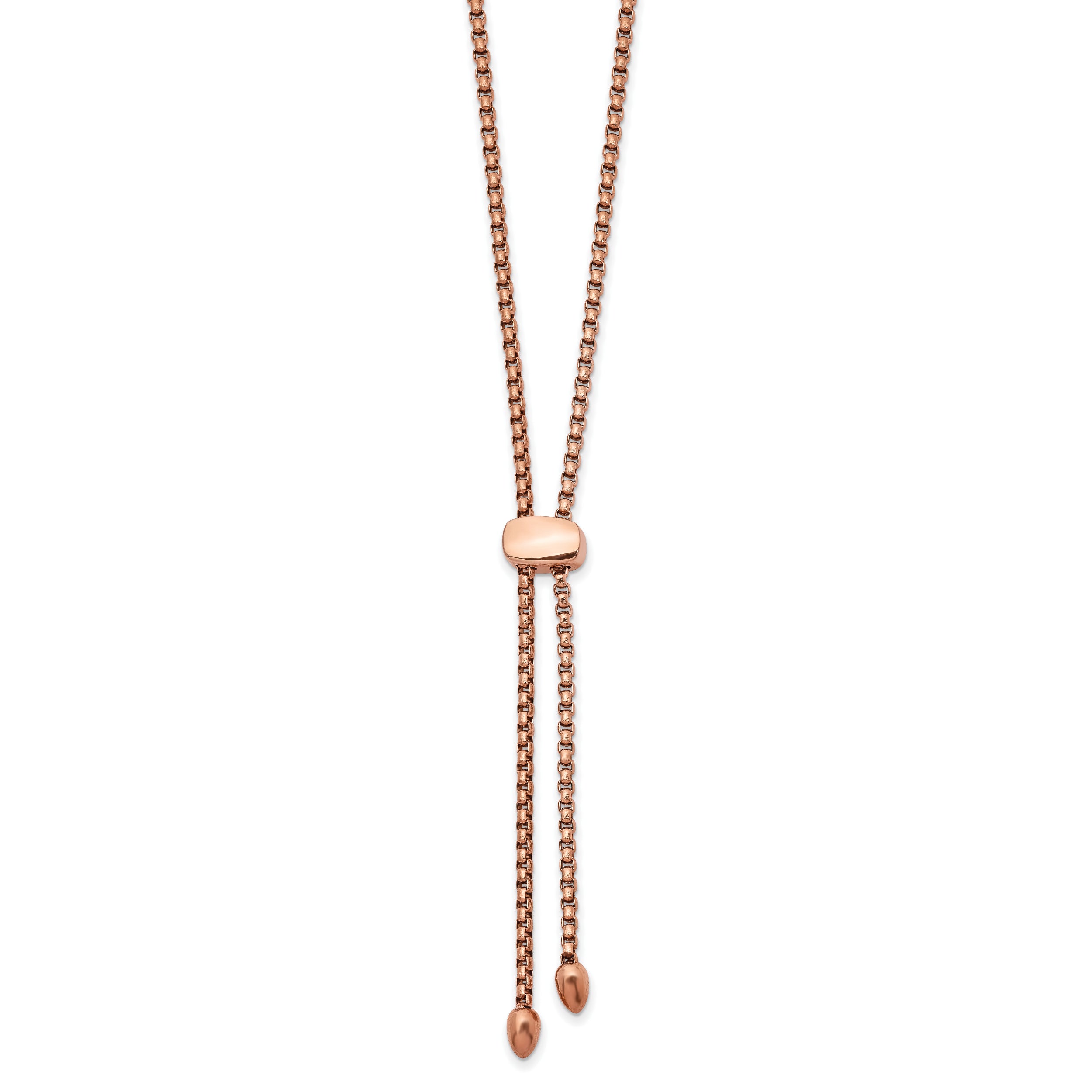 Chisel Stainless Steel Polished Rose IP-plated Adjustable up to 20.5 inch Box Chain Necklace