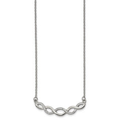 Chisel Stainless Steel Polished with Preciosa Crystal Braided Bar on a 16.5 inch Cable Chain with a 2 inch Extension Necklace