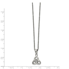 Chisel Stainless Steel Polished with Preciosa Crystal Trinity Knot Pendant on a 16 inch Cable Chain with a 1 inch Extension Necklace