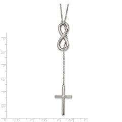 Chisel Stainless Steel Polished Cross/Infinity Adjustable up to 25 inch Slipon Cable Chain Necklace