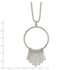 Chisel Stainless Steel Polished Circle with Bars Pendant on a 22 inch Ball Chain Necklace