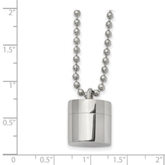 Chisel Stainless Steel Polished Capsule that Opens on a 22 inch Ball Chain Necklace