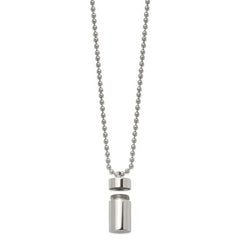 Chisel Stainless Steel Polished Capsule that Opens on a 22 inch Ball Chain Necklace