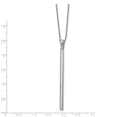 Chisel Stainless Steel Polished Cylinder Bar Pendant on a 16 inch Cable Chain with a 2 inch Extension Necklace