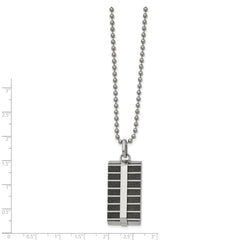 Stainless Steel 22in Polished Black IP-plated Laser Cut Rectangle Necklace