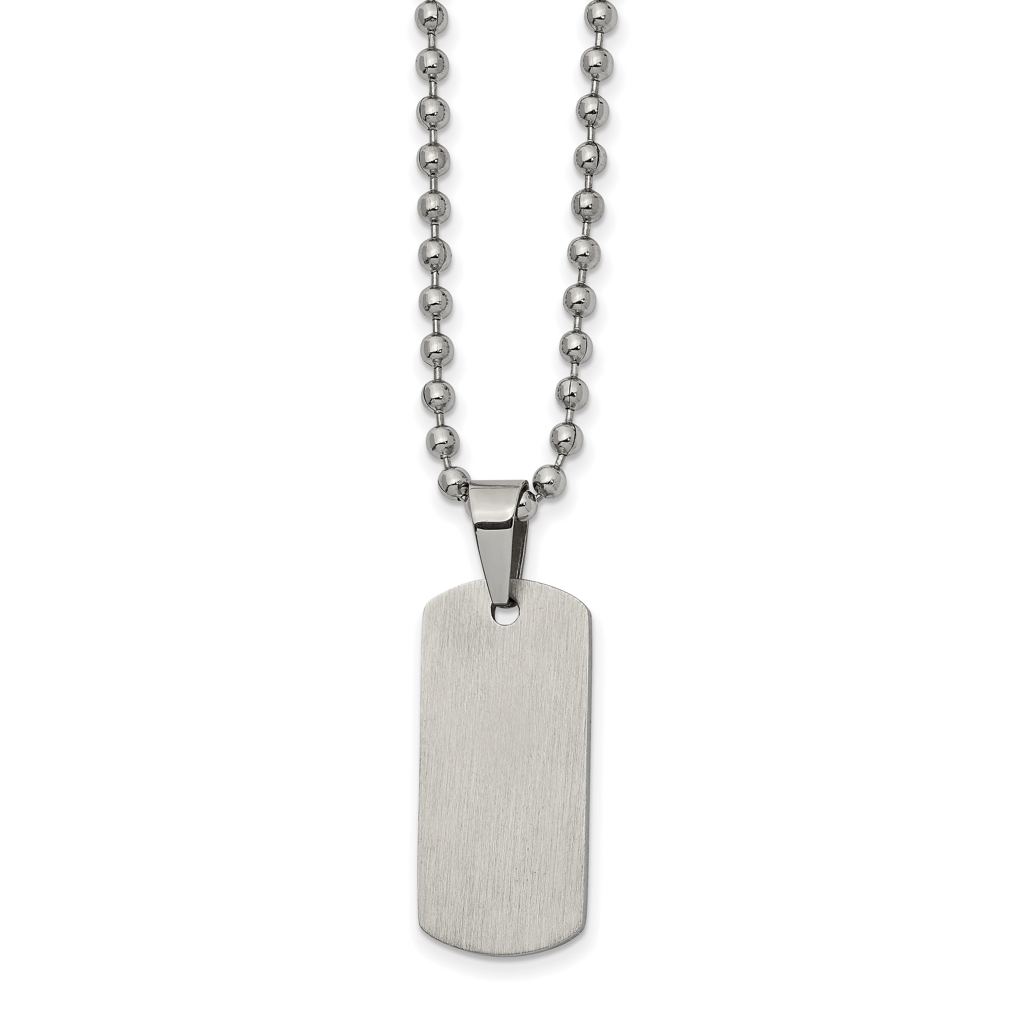 Chisel Stainless Steel Brushed and Polished Reversible Dog Tag on a 22 inch Ball Chain Necklace