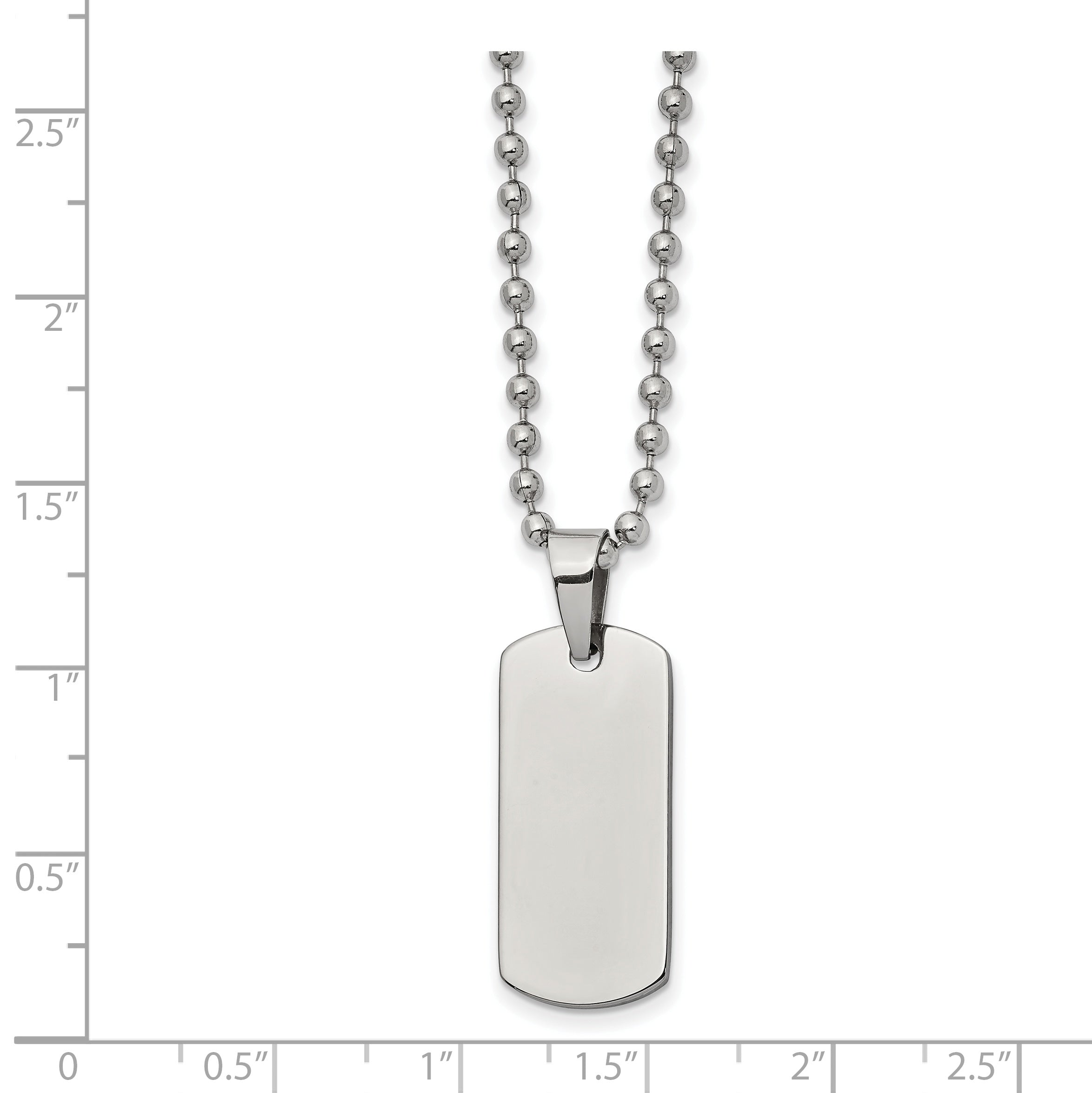 Chisel Stainless Steel Brushed and Polished Reversible Dog Tag on a 22 inch Ball Chain Necklace