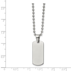 Chisel Stainless Steel Brushed and Polished Reversible Dog Tag on a 22 inch Ball Chain Necklace