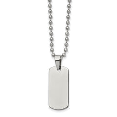 Chisel Stainless Steel Brushed and Polished Reversible Dog Tag on a 22 inch Ball Chain Necklace