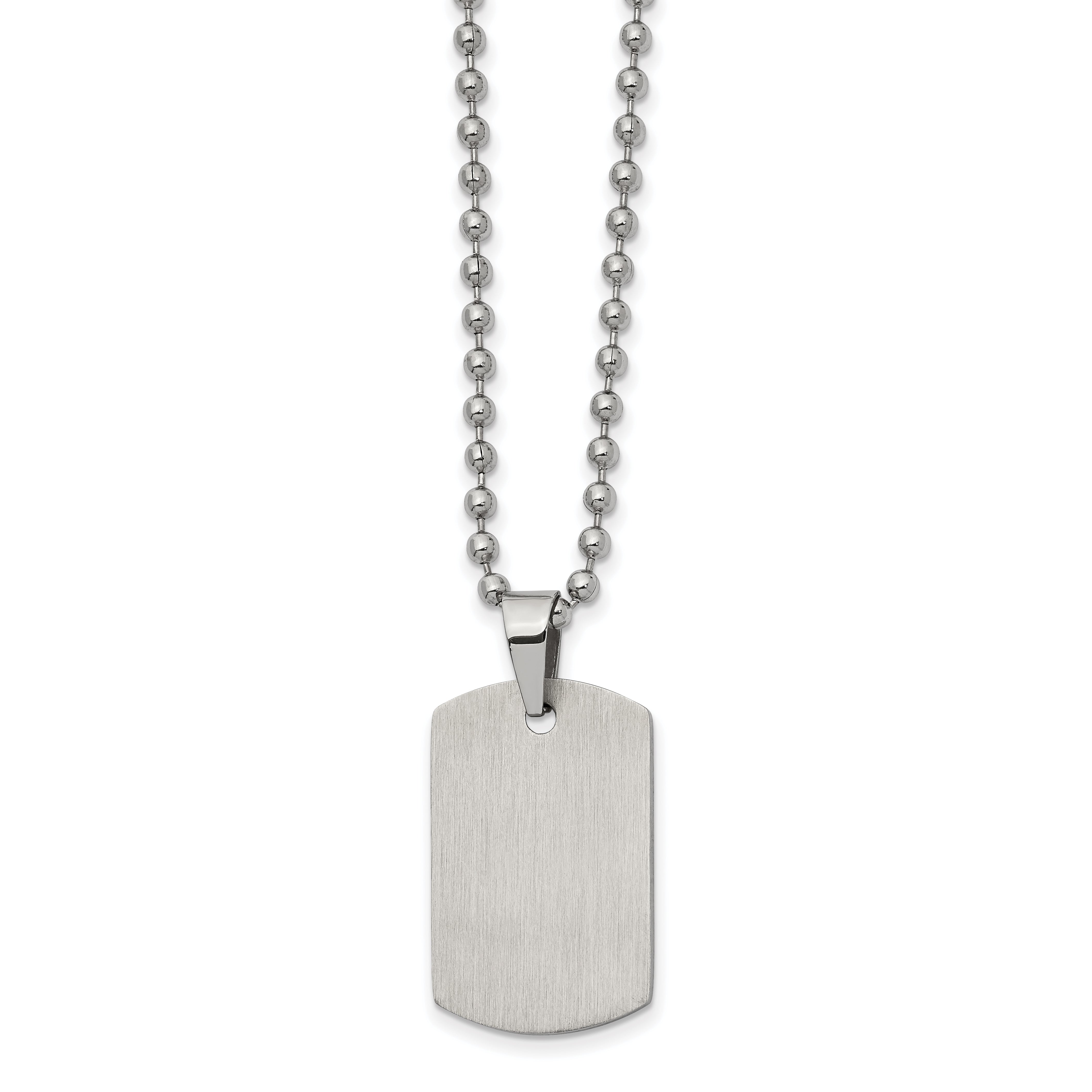 Chisel Stainless Steel Brushed and Polished Reversible Dog Tag on a 22 inch Ball Chain Necklace