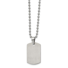 Chisel Stainless Steel Brushed and Polished Reversible Dog Tag on a 22 inch Ball Chain Necklace